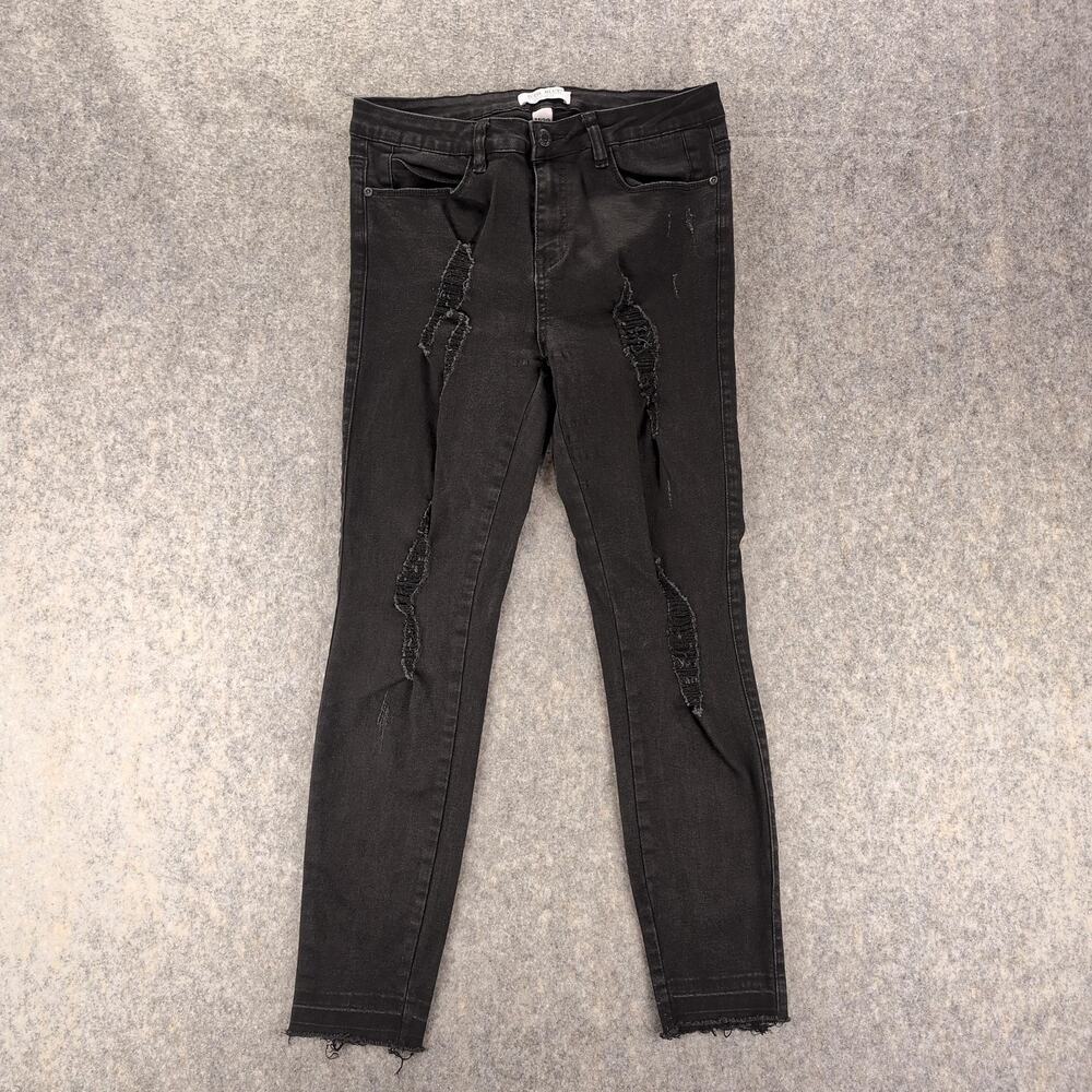 Judy Blue Jeans Juniors 11/30 Black Distressed Skinny Stretch Denim Mid Rise